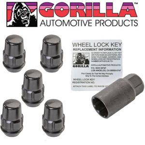 Gorilla 14x1.5 Black Acorn Wheel Lock Nuts 5 Pieces With Key
