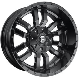 FUEL SLEDGE MATTE BLACK GLOSS BLACK LIP 22X9.5 6x135