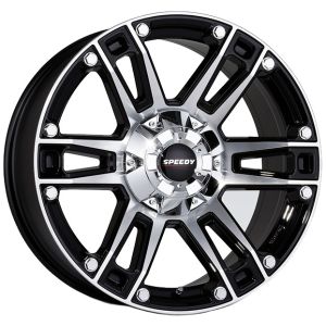 Speedy Outlaw 16X8 6X130 Gloss Black Machined Face Wheel & Tyre Package