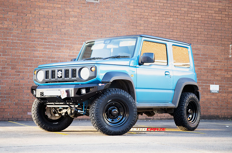 Modified Suzuki Jimny with King wheels and off-road tyres