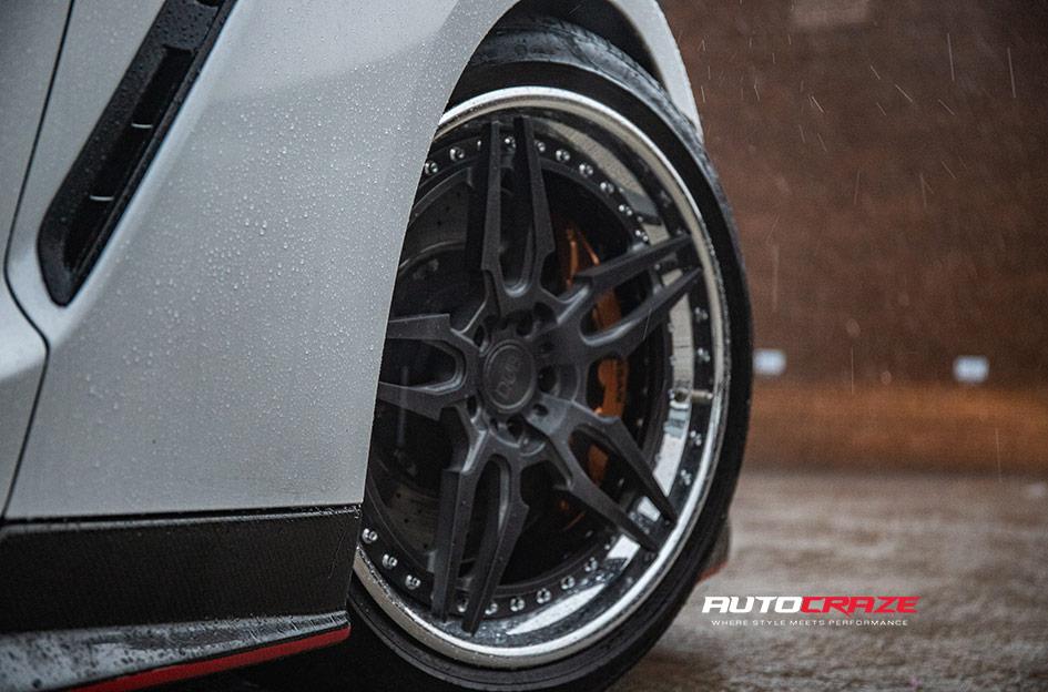 NISSAN GTR R35 FORGED ATTACK 5 MATTE CANDY BLACK POLISHED LIP 