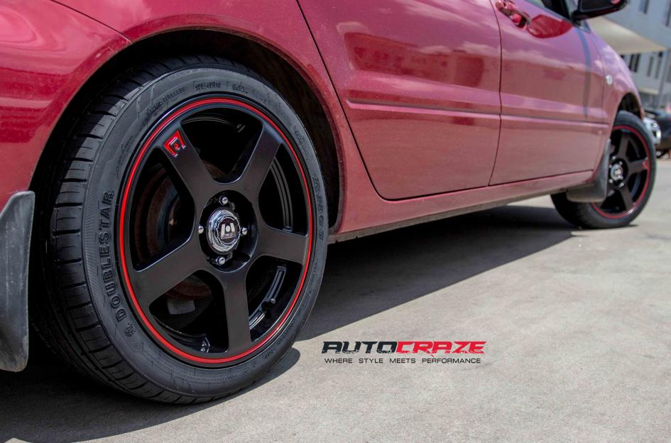 MITSUBISHI LANCER MR116 MATTE BLACK RED EDGE