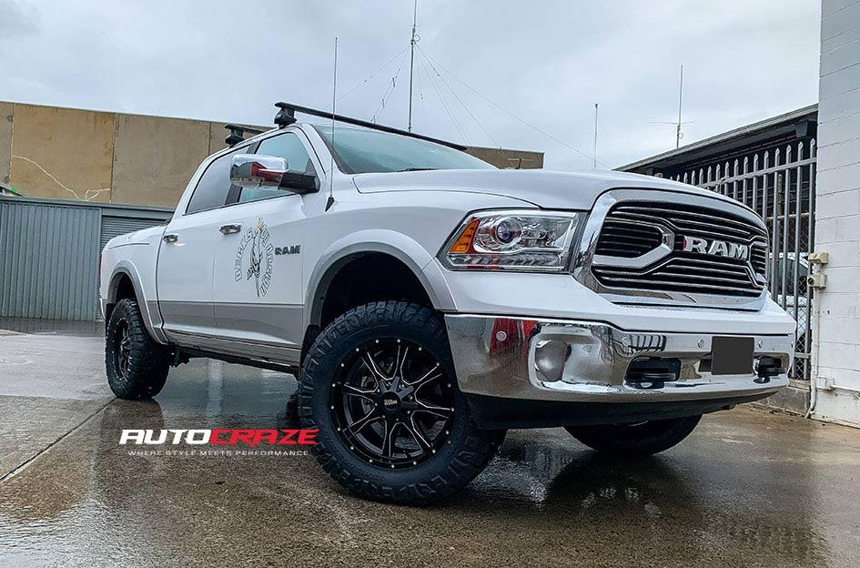 DODGE RAM MO970 SATIN BLACK MILLED ACCENTS