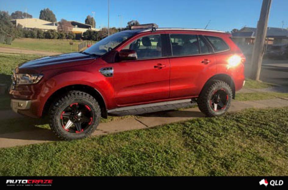 FORD EVEREST T12 SATIN BLACK WITH RED INSERTS