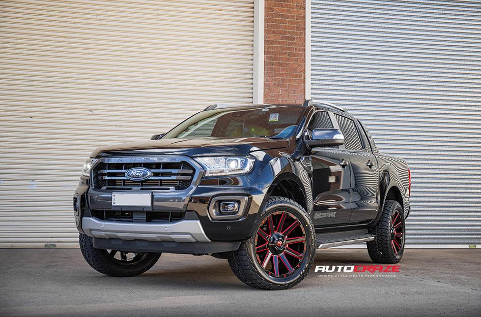 FORD RANGER CONTRA GLOSS BLACK CANDY RED