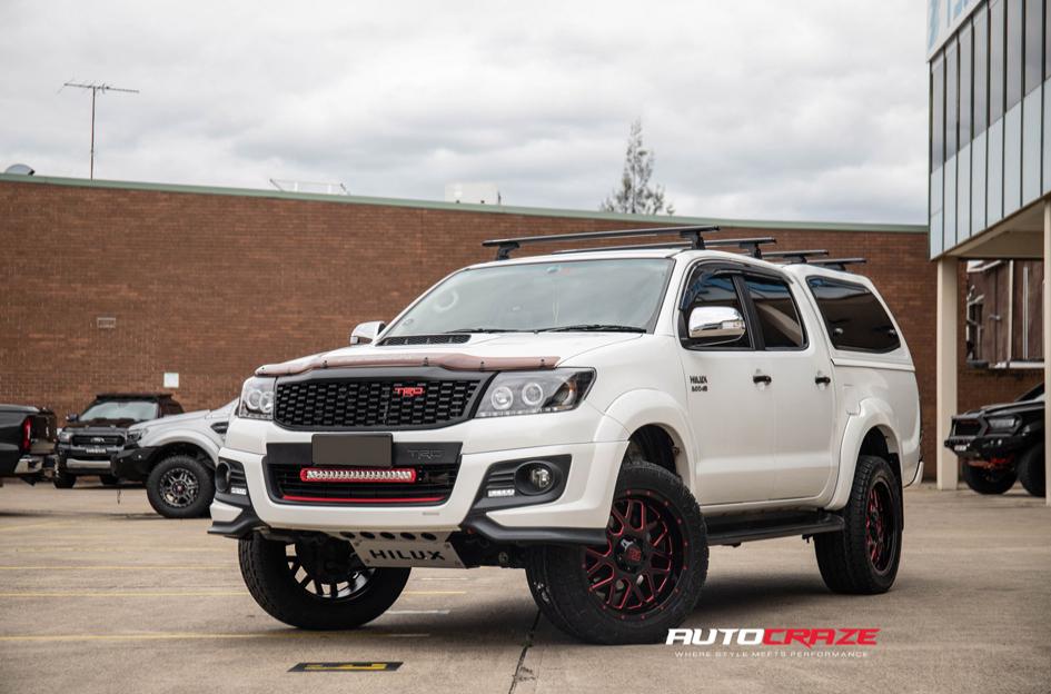 TOYOTA HILUX 4WD GRENADE XD SATIN BLACK WITH RED MILLED