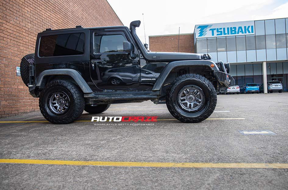 JEEP WRANGLER AMMO MATTE GUN METAL BLACK BEAD RING