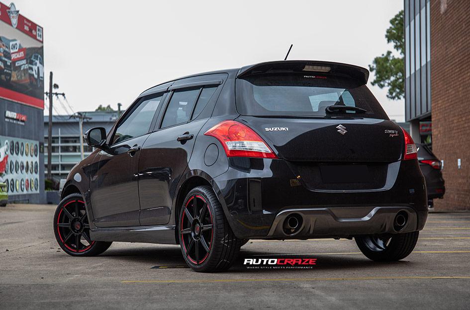 SUZUKI SWIFT MR142 SATIN BLACK W  RED STRIPE