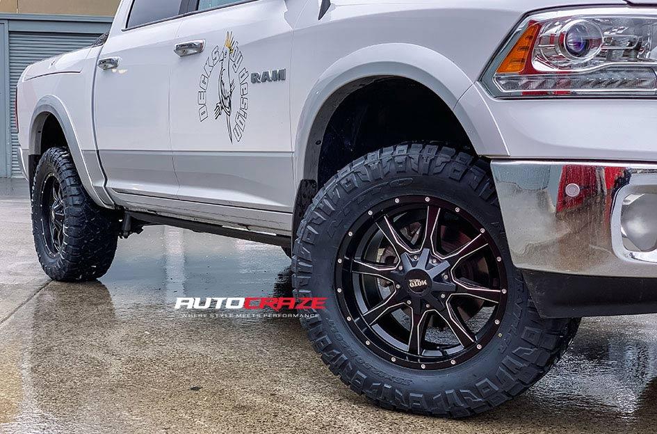 DODGE RAM MO970 SATIN BLACK MILLED ACCENTS