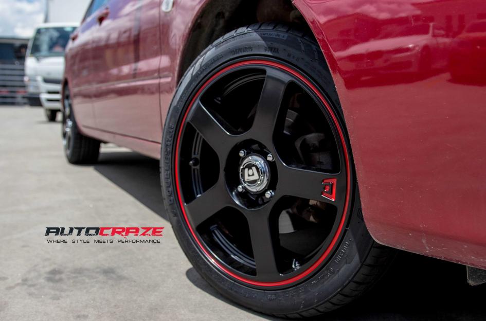 MITSUBISHI LANCER MR116 MATTE BLACK RED EDGE