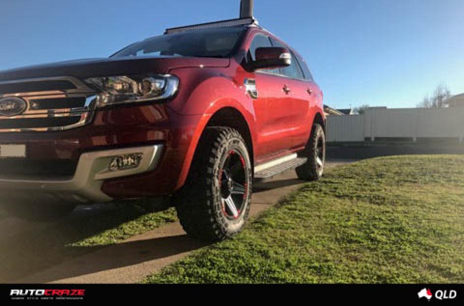 FORD EVEREST T12 SATIN BLACK WITH RED INSERTS